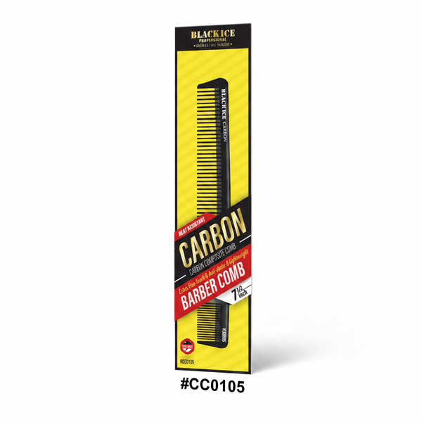 Black Ice Carbon Barber Comb 7.5 inch #CC0105