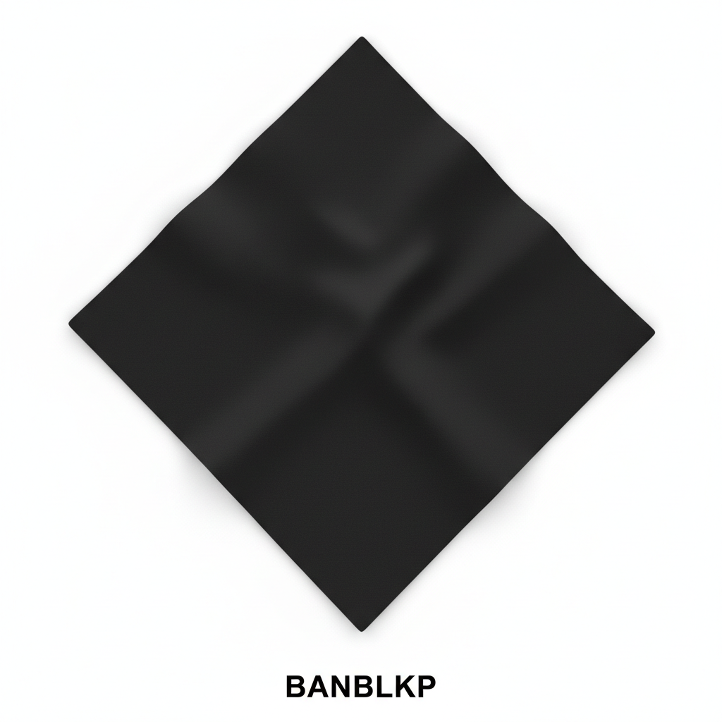 Plain Solid Black Cotton Bandana #BANBLKP