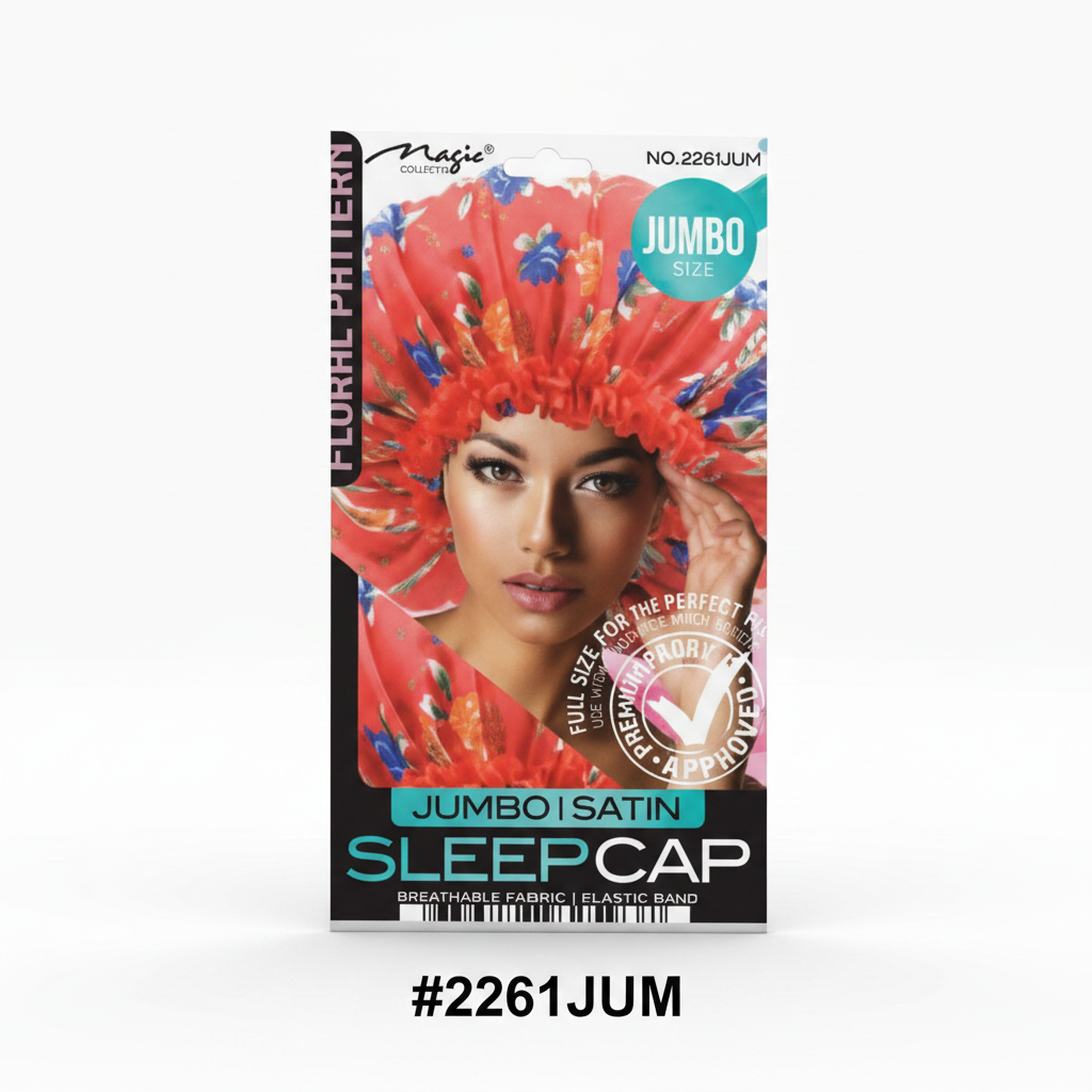 Jumbo Satin Sleep Cap Floral Pattern Packaging Card #2261JUM