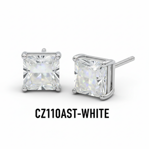 CZ Square Stud Earrings White #CZ110AST