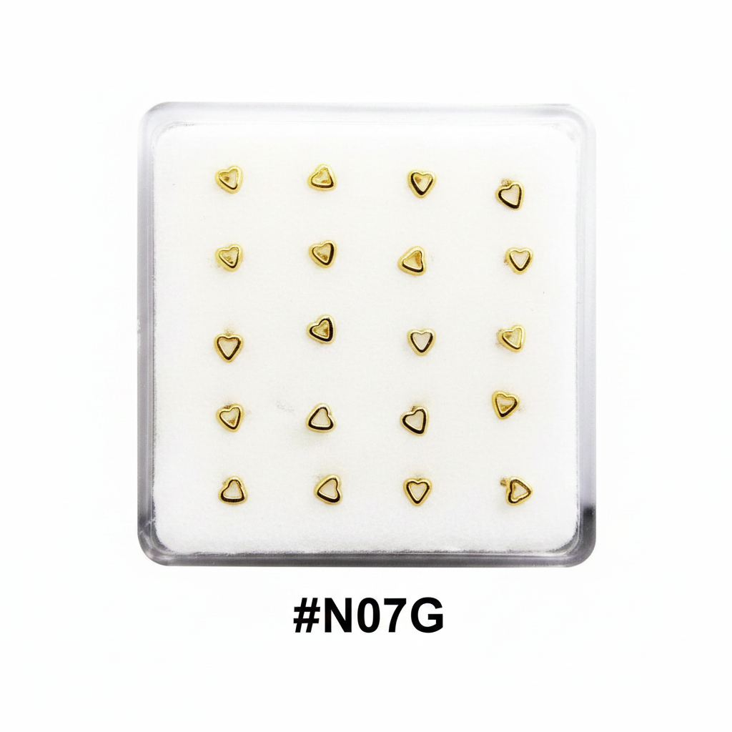 Gold Heart & Triangle Nose Studs #N07G