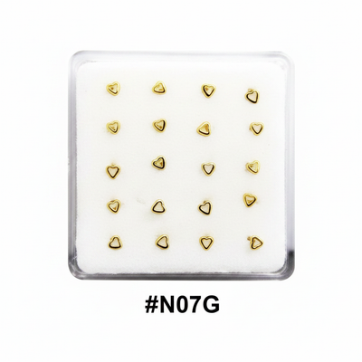 Gold Heart & Triangle Nose Studs #N07G