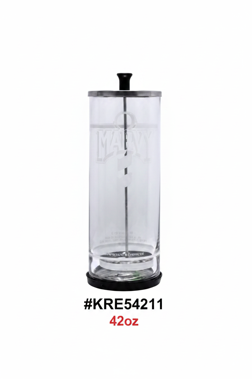 42oz Marvy Clear Glass Sanitiser Disinfectant Jar with Black Lid and Base #KRE54211