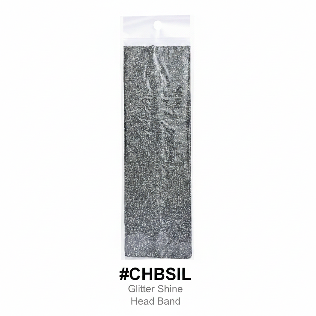 #CHBSIL Glitter Shine Head Band - 12pc Pack Silver
