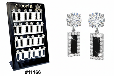 Zirconia Open Rectangle Pavé CZ Drop Earrings Display Board #11166