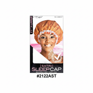 Satin Sleep Cap in Assorted Colors (#2122AST) - 21" X-Large with Elastic Band for Hair Protection.