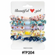 Beautiful Girl Floral Print Scrunchies with Oval Bead 5pcs #TP204