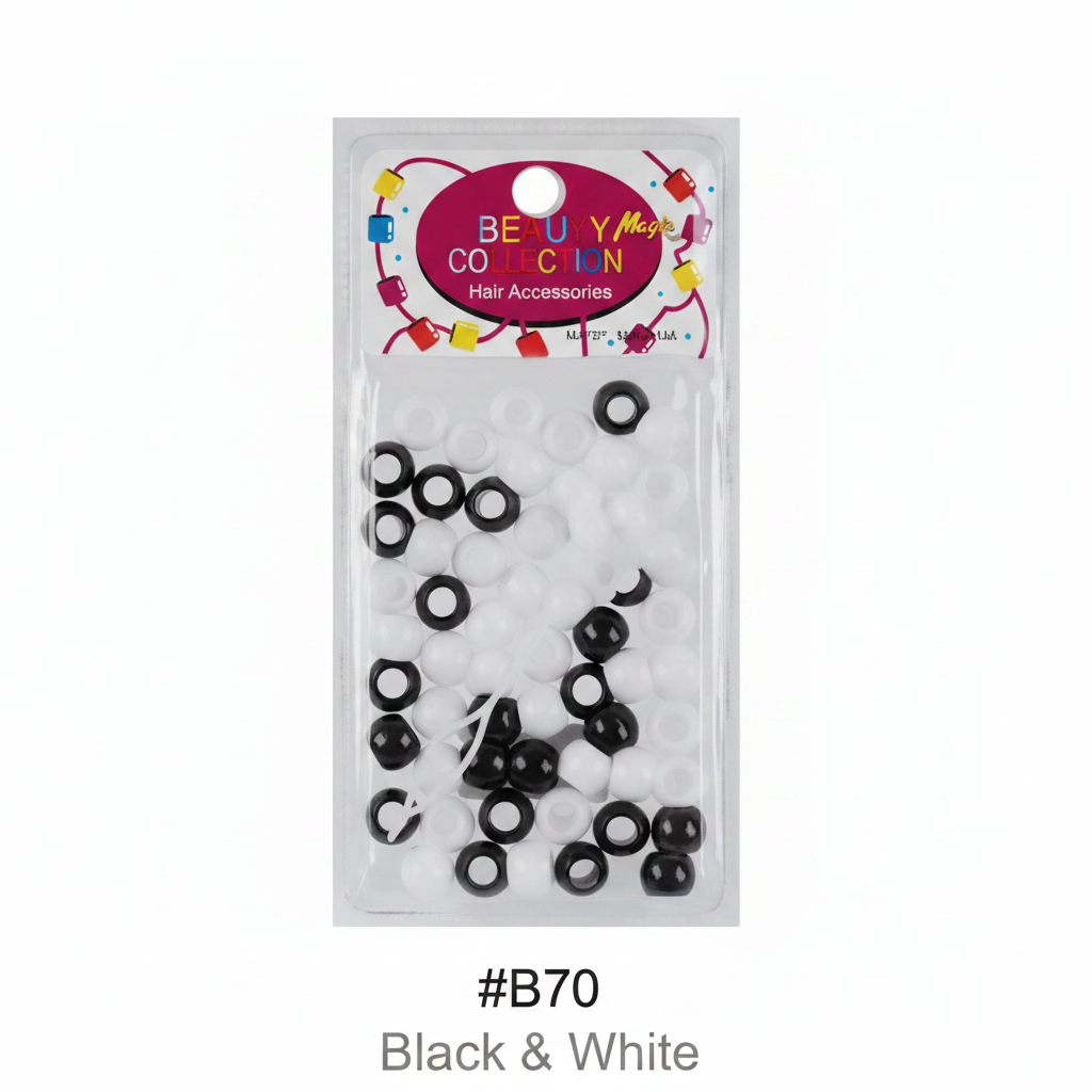 Beauty Magic Collection Hair Beads #B70 Black & White