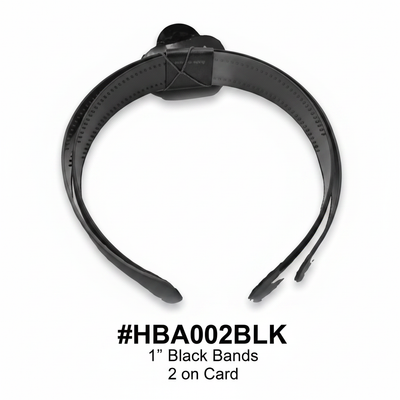1 Inch Black Hair Bands 2pcs Card #HBA002BLK