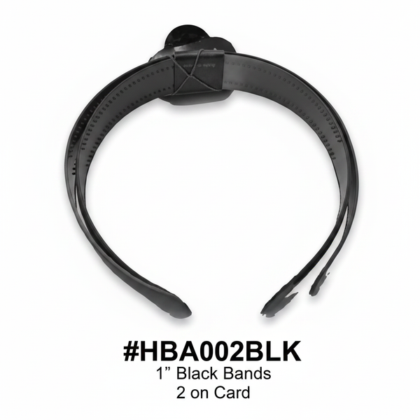 1 Inch Black Hair Bands 2pcs Card #HBA002BLK