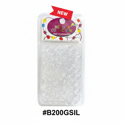 Beauty Collection Clear Silver Glitter Hair Beads #B200GSIL