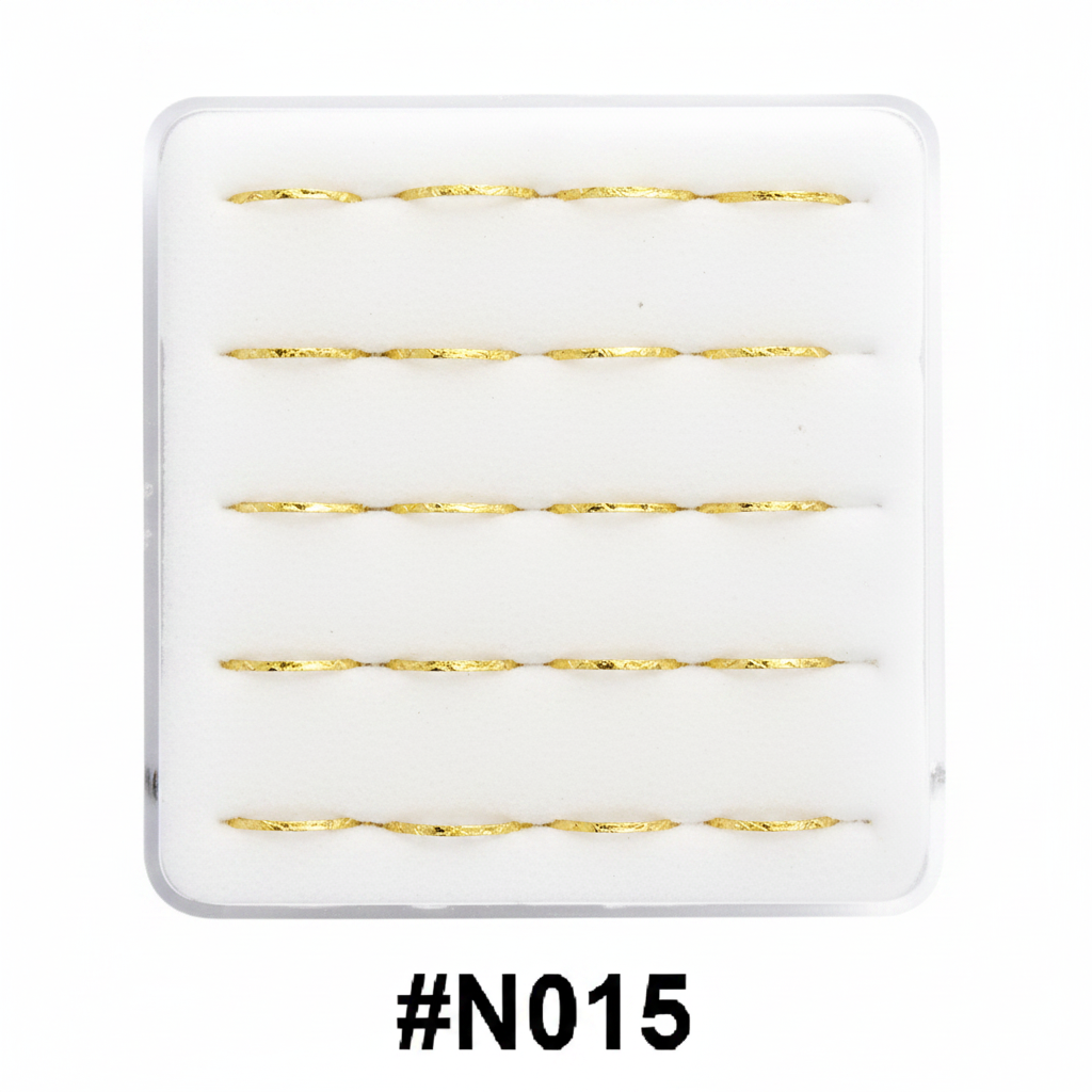 Gold Striped Nose Pins Display Box #N015