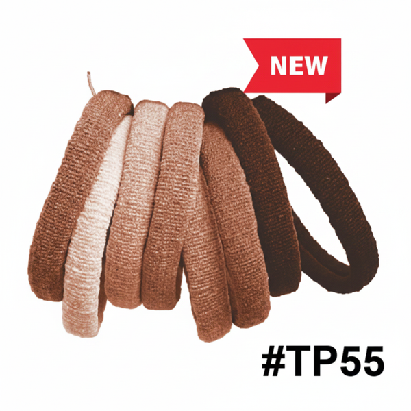 Magic Quality Thick Foam Hair Ties Brown Nude Tones 7pcs #TP55