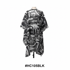 Barber Tools Print Barber Cape Black #HC105BLK