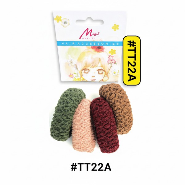 Magic Quality Chunky Crochet Hair Ties Assorted 4pcs #TT22A