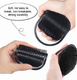 12PC Magic Palm Brush - Scalp Massager - Soft Non-Breakable - Black - #AR8273
