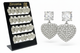 Zirconia Heart Drop Earrings Silver CZ Pavé Crystal 12 Pairs #22205SIL