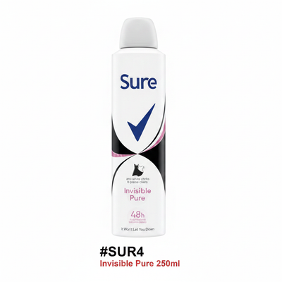 Sure Invisible Pure Anti-Perspirant Deodorant Body Spray 250ml #SUR4