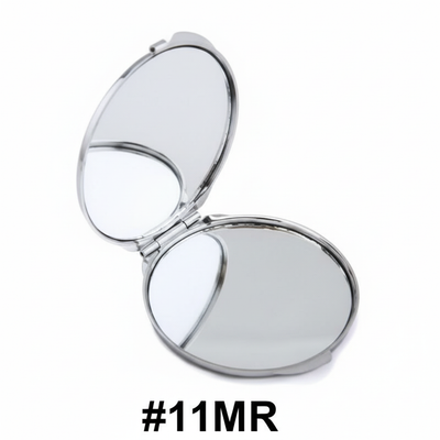 Silver Oval Compact Pocket Mirror Double-Sided 12pcs Box #11MR