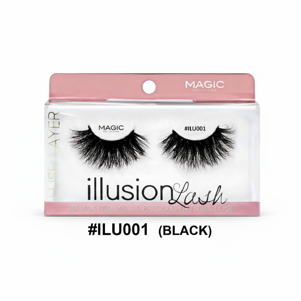 Magic Collection Illusion Lash #ILU001 25mm 3D Real Mink Eyelash – Black 12pcs