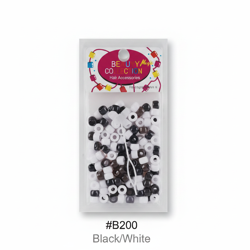 Beauty Magic Collection Hair Beads #B200 Black/White