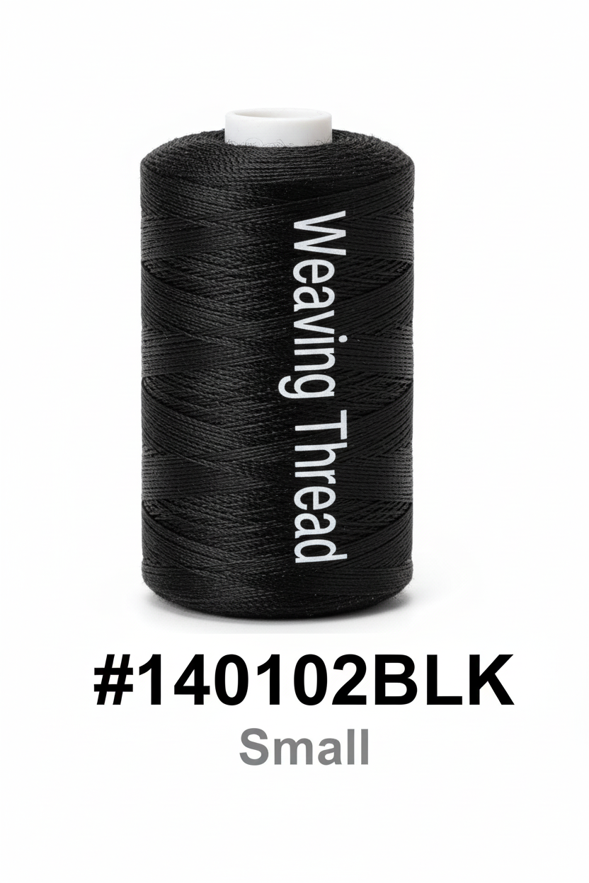 Small spool of black weaving thread with white cap - #140102BLK