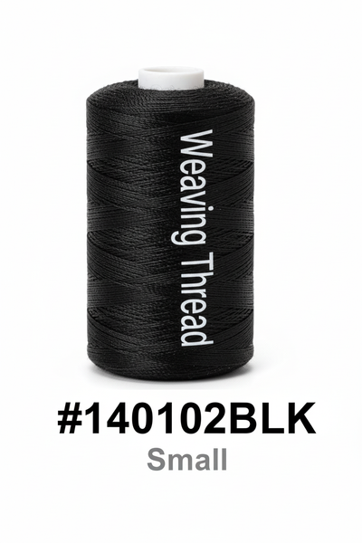 Small spool of black weaving thread with white cap - #140102BLK