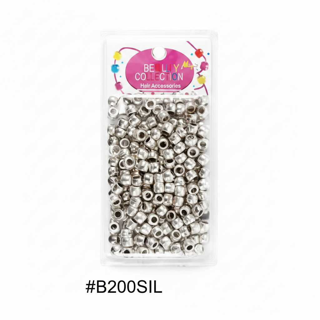Bella Collection #B200SIL Pack of 200 Silver Hair Beads