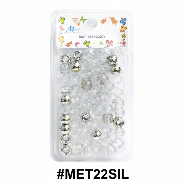 Mayys Metallic Silver Hair Beads #MET22SIL