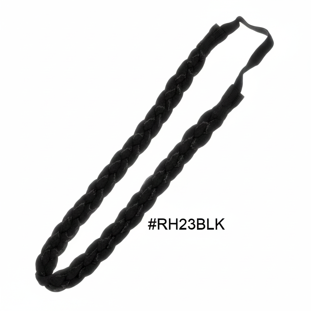 Black Chunky Braided Headband 12pcs Pack #RH23BLK