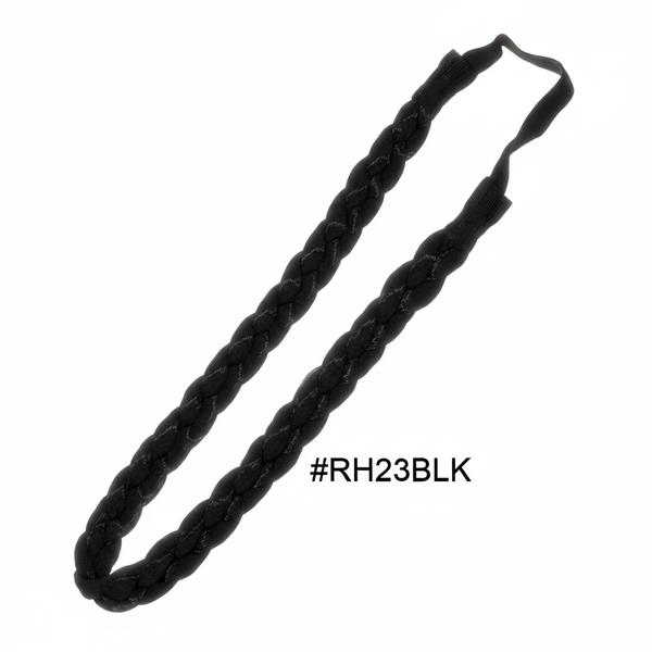 Black Chunky Braided Headband 12pcs Pack #RH23BLK