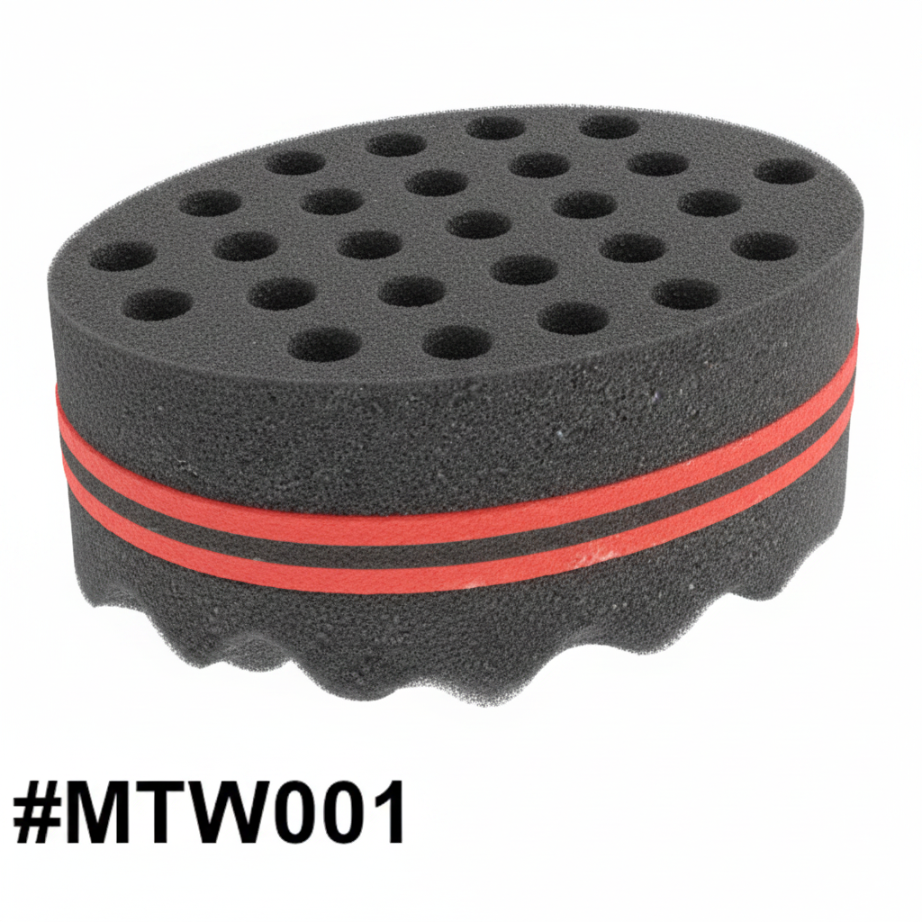 Double Sided Twist Sponge #MTW001 - Side 1 coil holes and Side 2 wave texture
