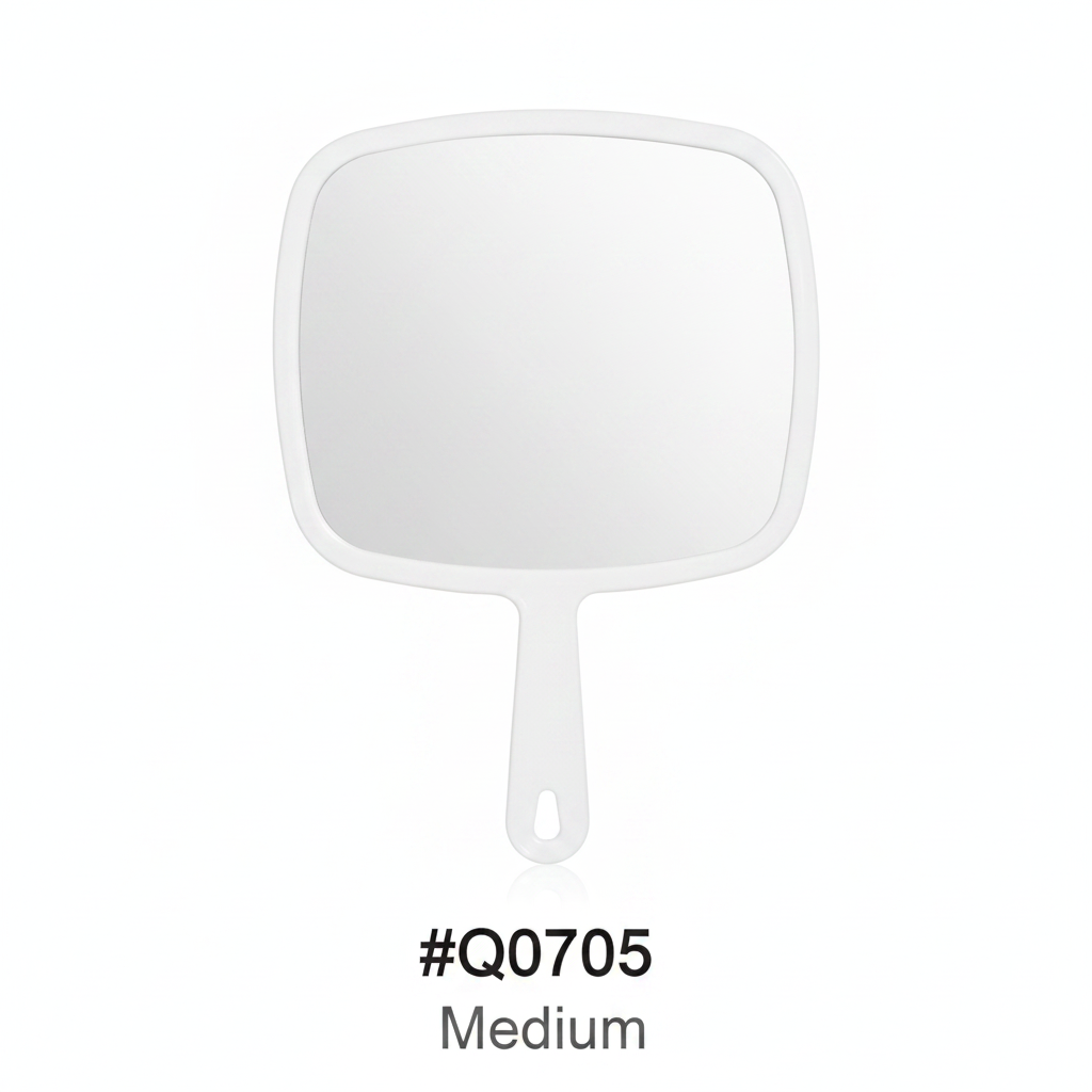 Medium Square Handheld Mirror with Handle White #Q0705