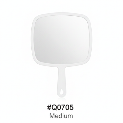 Medium Square Handheld Mirror with Handle White #Q0705