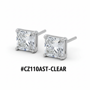 CZ Square Stud Earrings Clear Crystal #CZ110AST