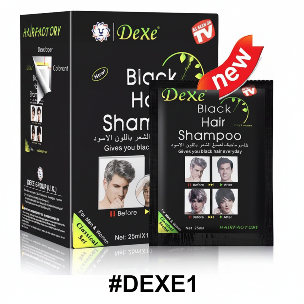 DexE Black Hair Shampoo 25ml x10 Sachets Pack #DEXE1