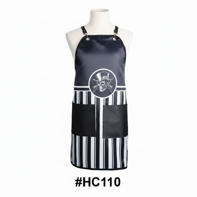 Skull print barber apron with cross-back straps #HC110