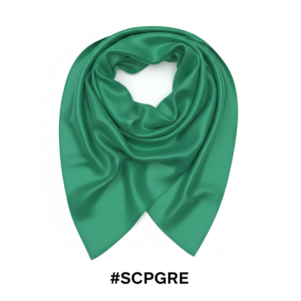 Silky Plain Scarf 90x90cm Green #SCPGRE