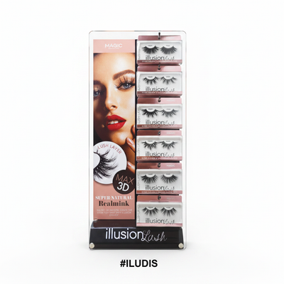 Magic Collection Illusion Lash #ILUDIS 72pcs 3D Real Mink Acrylic Display