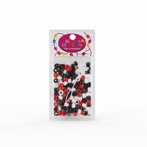 Beauty Magic Collection Hair Beads #B200 Black/White/Red