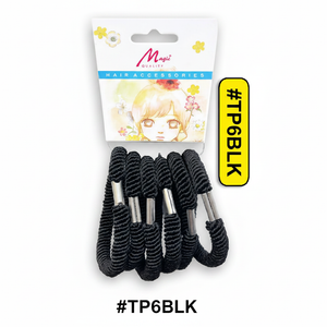 Magic Quality Ribbed Hair Ties Black 6pcs #TP6BLK