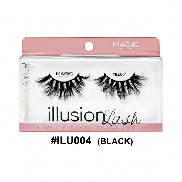 Magic Collection Illusion Lash #ILU004 25mm 3D Real Mink Eyelash – Black 12pcs