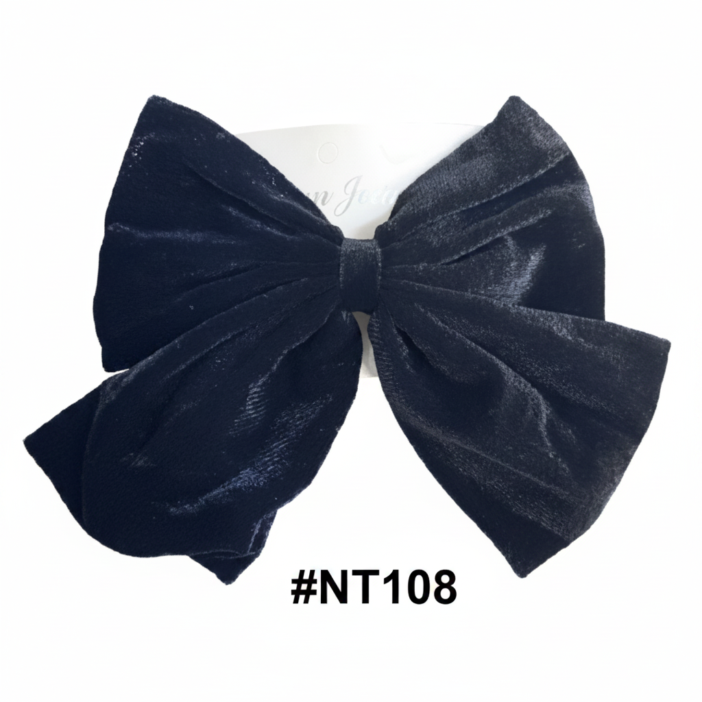 Navy Blue Velvet Hair Bow Clip NT108