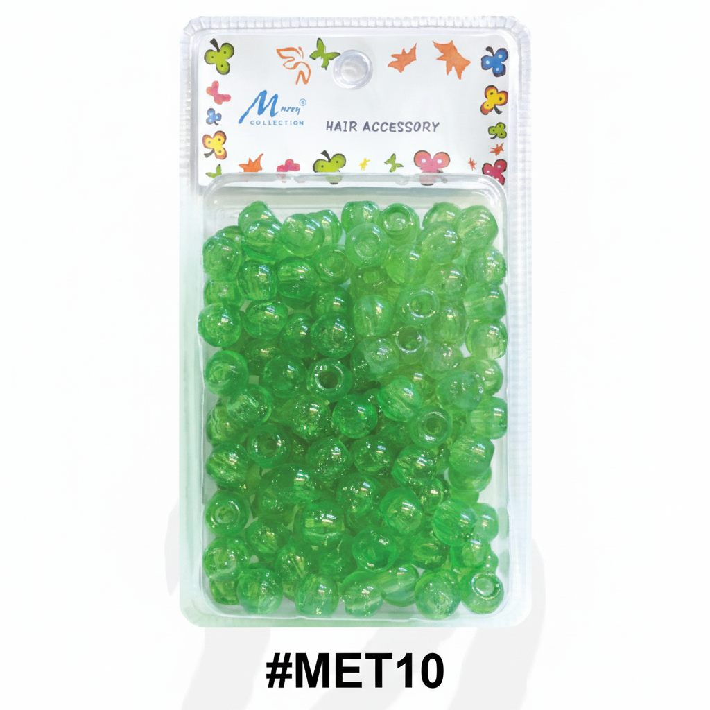 Murry Collection #MET10 Jumbo Green Hair Beads Hair Accessory