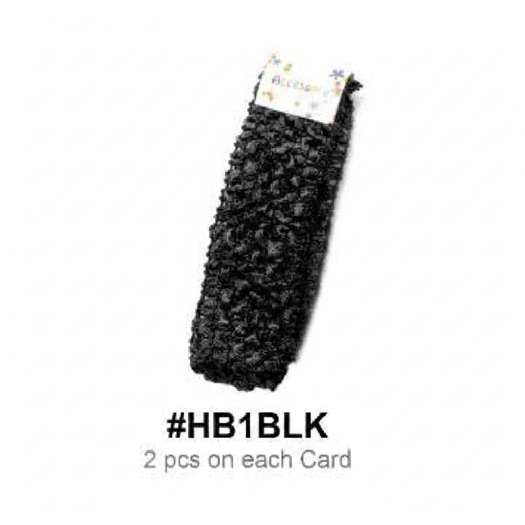 Black Crochet Headband #HB1BLK — 2 pcs on each card