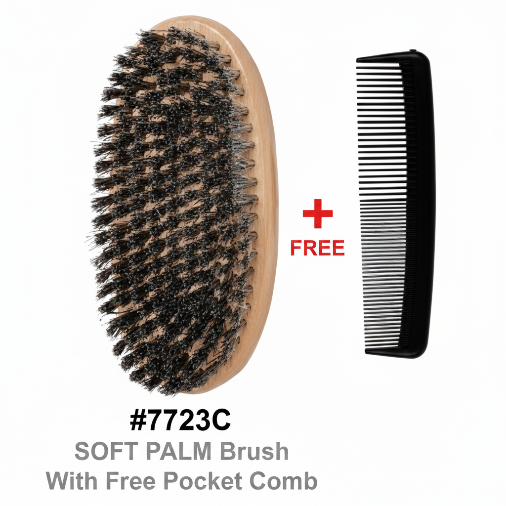 #7723C Soft Palm Brush with Free Pocket Comb