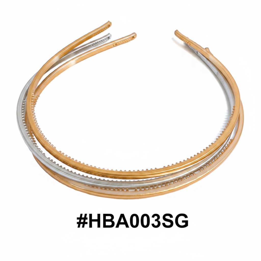 Gold Silver Slim Hair Bands 3pcs #HBA003SG