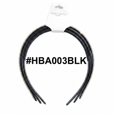 0.5 Inch Black Slim Hair Bands 3pcs Card #HBA003BLK