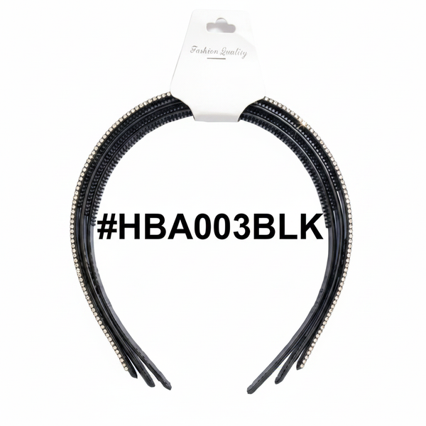 0.5 Inch Black Slim Hair Bands 3pcs Card #HBA003BLK