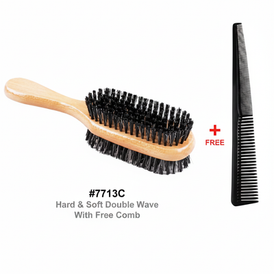 #7713C Hard & Soft Double Wave Brush with Free Comb